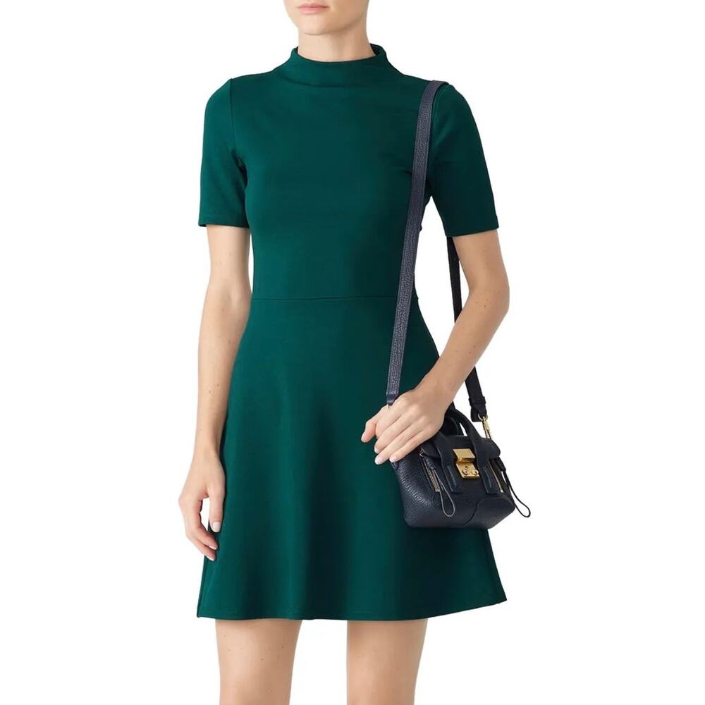 Slate & Willow Green Mock Neck Flare Dress S